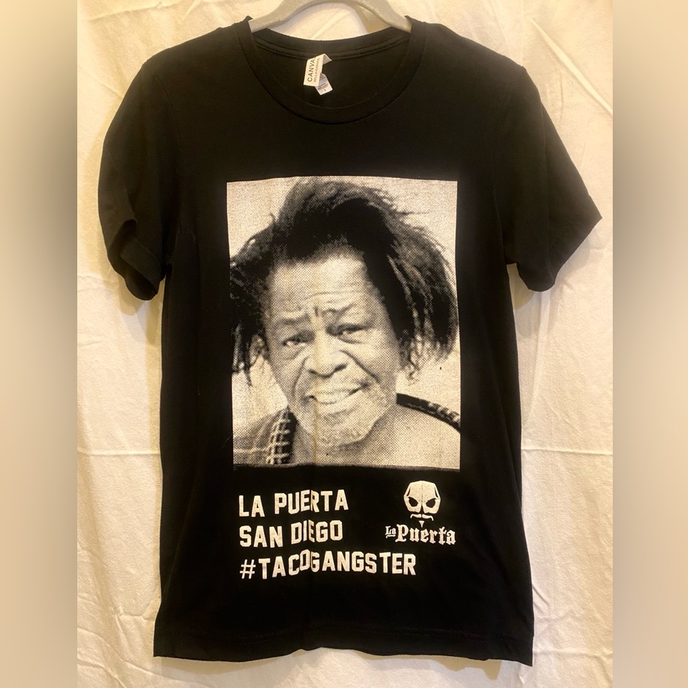 Black Men’s Tee La Puerta Tacos and Mugshot
